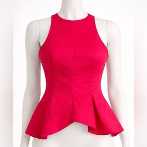 Zara Vibrant Hot Fuchsia Pink Sleeveless Peplum Top - US L